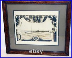 Rare 1916 Cased Presentation Print German U-Boat Deutschland Baltimore Visit