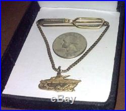 Rare 1943 WW2 10k Water Buffalo Amph. Boat Pendant with Tie Clasp & Chain 1 of 36