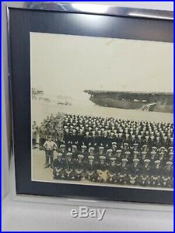 Rare 1946 Uss Shangri-la Cv-38 Officers & Crew Original Photo Wwii Carrier Ship