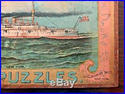 Rare Antique 1892 WHITE SQUADRON U. S. CRUISER NEW YORK Puzzle Mcloughlin Scarce