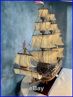 Rare HMS Sovereign of the Seas Wooden Tall Ship Model 45 Fully Built Warship