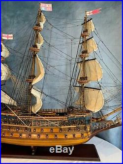 Rare HMS Sovereign of the Seas Wooden Tall Ship Model 45 Fully Built Warship