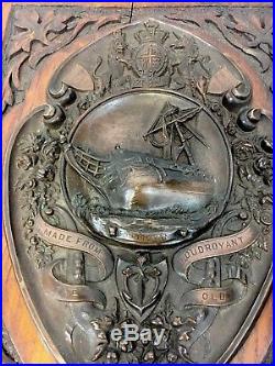 Rare Napoleonic Wars Era HMS Foudroyant British Navy Bronze Plaque Souvenir