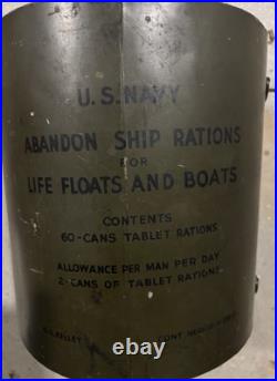 Rare Navy Lifeboat Abandon Ship Ration Watertight Can Circa 1940's