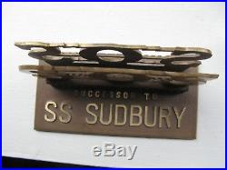 Rare SS Sudbury II on Station Tug Boat Mariner Brass Desk Document Holder