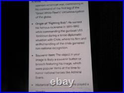 Rare US Rear Admiral Robley D. Evans Fighting BOB Naval Brass Brooch Pin Back