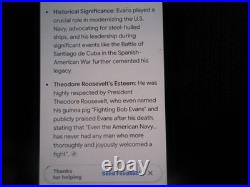 Rare US Rear Admiral Robley D. Evans Fighting BOB Naval Brass Brooch Pin Back
