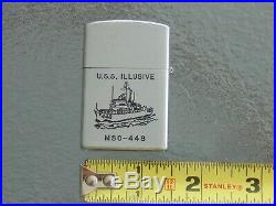 Rare Vintage USS ILLUSIVE MSO 448 Lucy Bell Penguin Navy Cigarette lighter