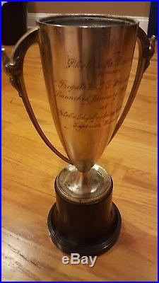 Rare Ww2 Uss Gladwyne Pa Originally Uss Worcester Launch Dedication Trophy 1944