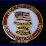 Remember Pearl Harbor 50 Years Lapel Hat Pin Up Uss Us Marines Navy Ww 2 Gift