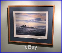 Robert Taylor Fine Art Ship Print Hms Kelly Contact Bearing 190 In Oak Frame