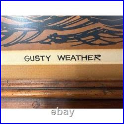 Roger Berghoff Signed Serigraph Gusty Weather Sailboat MCM Framed Print