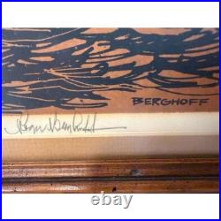 Roger Berghoff Signed Serigraph Gusty Weather Sailboat MCM Framed Print