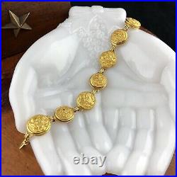 Royal Navy Ladies Sweetheart Bracelet WW2 Gilt Brass Officers Buttons 7.5 Naval
