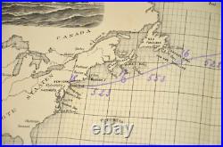 SS Kronprintz Wilhelm 1910 HANDDRAWN Ship Route MAP BremenGermany NY LloydBremen