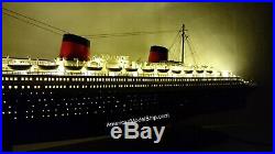 SS Normandie Ocean Liner With Lights Museum Quality Handcrafted Wooden Model 40
