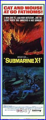 SUBMARINE X-1 original WW2 movie poster DEEP SEA SCUBA DIVING 14x36 insert
