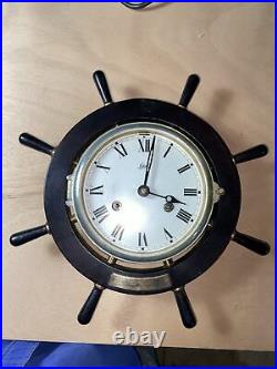 Shatz Clock USS REPOSE AH 16 Ships Wheel clock Dated 1969-70