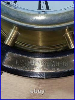 Shatz Clock USS REPOSE AH 16 Ships Wheel clock Dated 1969-70