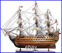 Ship Model Watercraft Traditional Antique HMS Victory Boats Sailing Wood Base