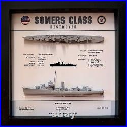 Somers Class Destroyer Memorial Display Box, WW2, 9 x 9, Black, Large