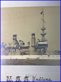 Spanish American War Uss Indiana (bb-1) United States Battleship Albumen Photo
