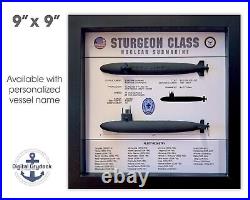 Sturgeon Class Submarine Shadow Display Box, 9 x 9, Black