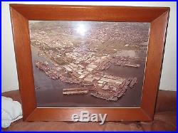 Subic Bay U. S. Navy Base Arial Photograph Uss Kitty Hawk Framed MID Century