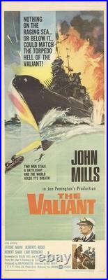 THE VALIANT original 1962 WW2 movie poster BRITISH BATTLESHIP 14x36 JOHN MILLS