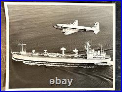 TWO Authentic USNS T-AGM-21 Redstone Warship Photo- General Dynamics- RARE