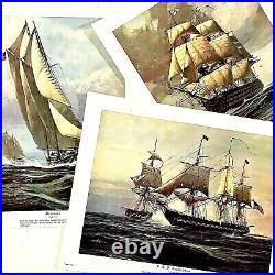 Thomas Hoyne Nautical Art Prints 3 Set Sailing Ship Sea Boat Navy War Litho -NEW