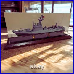 Turkish Battle Warship Model in Display Case Military Navy Ship Collectible