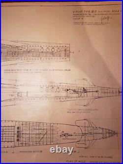U Boat Type VllC Submarine 150 Scale Blueprint. 4 sheets