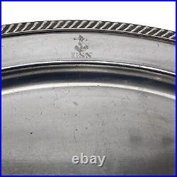 U. S. Navy Silver Soldered 18 USN Serving Platter with Fowled Anchor