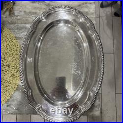 U. S. Navy Silver Soldered 18 USN Serving Platter with USN SYMBOL