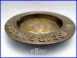 U. S. S. Mississippi WWII Battleship Brass/Bronze Ashtray Museum Piece! Uss navy