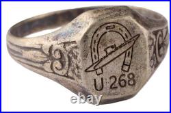U268 Horseshoe and U-boat WW2 German ring naval submarine 835 Silver U-Boot art