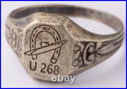 U268 Horseshoe and U-boat WW2 German ring naval submarine 835 Silver U-Boot art