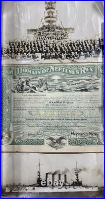 US Naval Photos USS West Virginia Crew Ship Certificate Neptunus Rex 1908-9