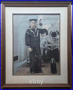 US Navy Framed Sailor Portrait & Photo Lot c1900 USS Albany Manila Japan WWI Era