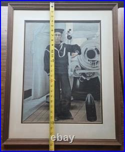 US Navy Framed Sailor Portrait & Photo Lot c1900 USS Albany Manila Japan WWI Era