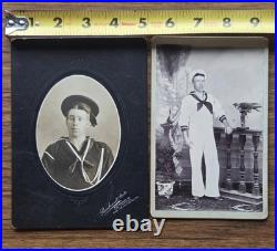 US Navy Framed Sailor Portrait & Photo Lot c1900 USS Albany Manila Japan WWI Era