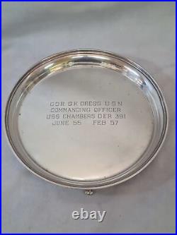 US Navy Ship USS Chambers Destroyer Sterling Silver Presentation Platter