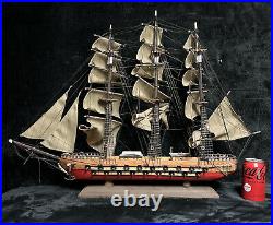 USA 1797 Wooden Tall Ship Model 33 Combat Cannon Warship Assembled Vintage Boat