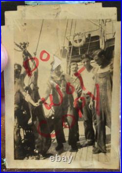 USLHS Lightship Diamond Shoals #105 Original Snapshots (9) Fishing 1930s