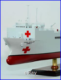 USNS Mercy (T-AH-19) Hospital Ship 36 Handmade Wooden Warship Model NEW