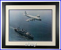 USS Arcadia AD-23 & US Navy Orion Vietnam War Framed Vintage US Navy 16X20 Photo