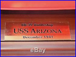 USS Arizona by Danbury Mint-BB-39 Battleship Dec. 1941 on wood base with Plexi c