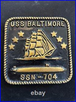 USS Baltimore SSN-704 Solid Brass Plaque
