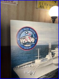 USS Blue Ridge LCC-19 Photo 14x10 Color Navy Command Ship w Patch